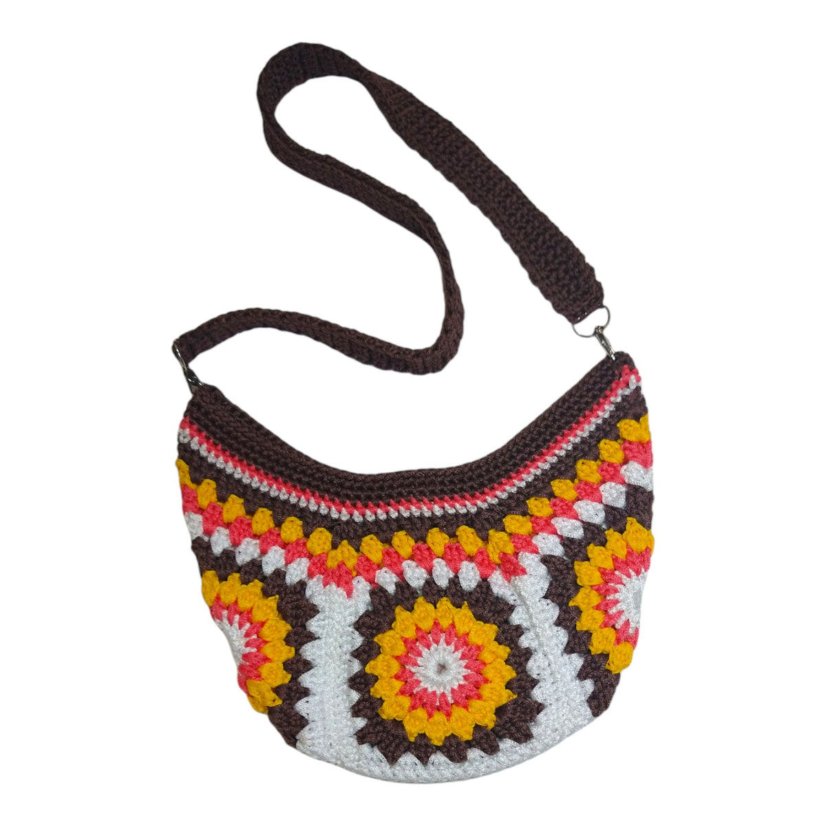 Crochet Crossbody Bag (Cream with Native Color Granny Squares)