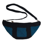 Crochet Cross-Body Bag (Deep-Sea with Coral Blue Square Motifs)