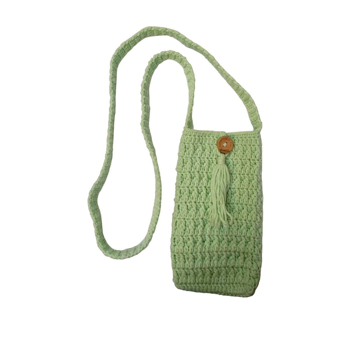 Crochet Mobile Phone Bag with Strap (Jade Lime)