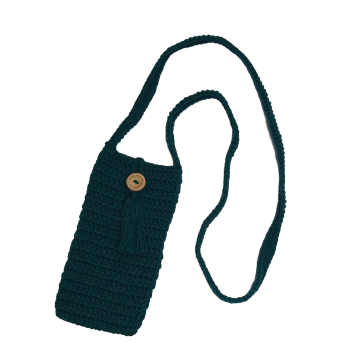 Crochet Mobile Phone Bag with Strap (Forest Green)